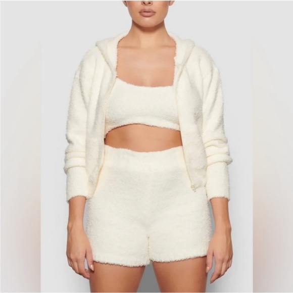 Skims Cozy Knit Teddy Zip Hoodie Jacket - Picture 1 of 14